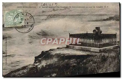 Cartes postales Saint Malo Le Tombeau de Chateaubriand Un Jour de tempete