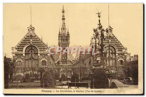 Cartes postales La Benedictine a Fecamp Le clocher Vue du square