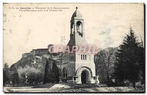 Cartes postales Lourdes Monument de la Reconnaissance Interalliee et le chateau fort