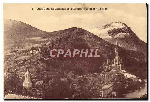 Cartes postales Lourdes Basilique et le Gave vus de la villa Sion