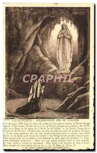 Cartes postales Lourdes Apparition de la Vierge