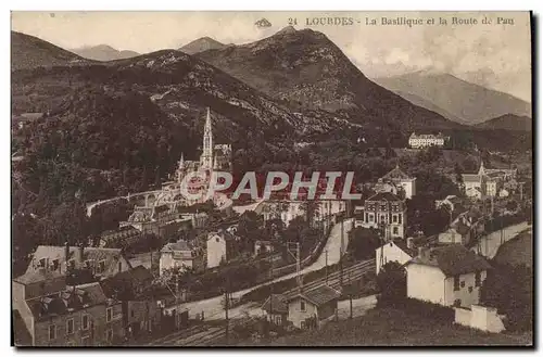 Cartes postales Lourdes La Baslilque et la Route de Pau