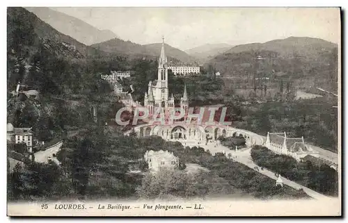 Cartes postales Lourdes La Basilique Vue Plongeante