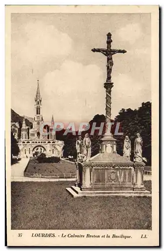 Ansichtskarte AK Lourdes Le Calvaire Breton et la Basilique