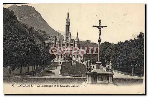 Cartes postales Lourdes La Basilique et le Calvaire Breton