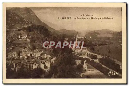 Ansichtskarte AK Lourdes La Basilique et la montagne du calvaire