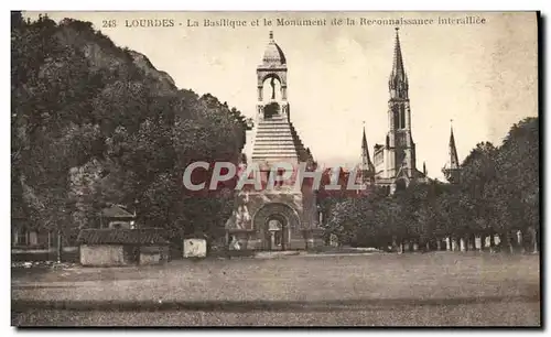 Cartes postales Lourdes La Basilique et le Monument de la Reronnaissance interalliee