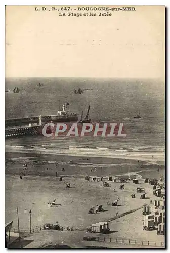 Cartes postales Boulogne Sur Mer La plage et la jetee