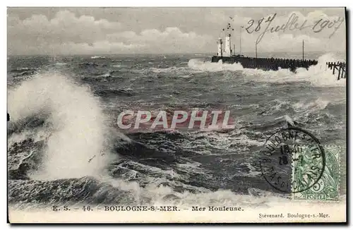 Cartes postales Boulogne Sur Mer Mer Houleuse Phare