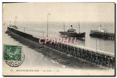 Ansichtskarte AK Boulogne Sur Mer Les Jetees Bateau