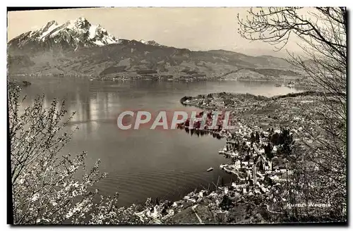 Moderne Karte Weggis am Vierwaldstattersee mit Pilatus