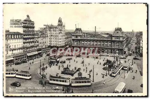 Cartes postales Bruxelles Place Rogier et Gare Du Nord Tramway