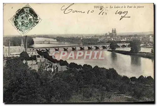 Cartes postales Tours La Loire Et Le Pont De Pierre