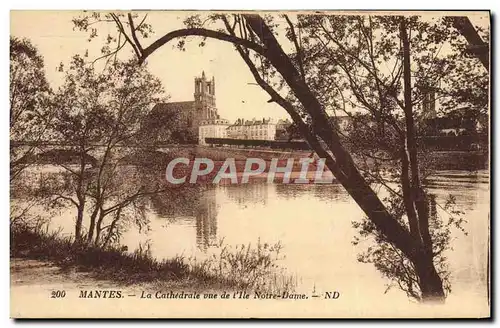 Cartes postales Mantes La cathedrale Vue De L&#39Ile Notre Dame