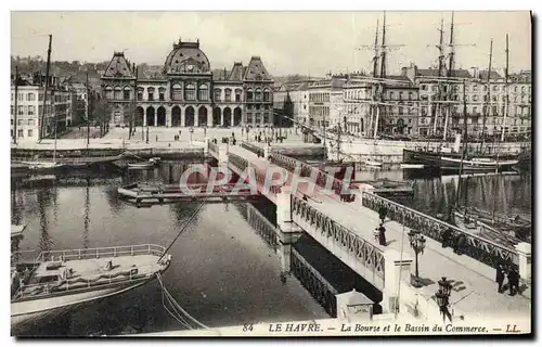 Cartes postales Le Havre La Bourse et le Bassin de Commerce Bateaux