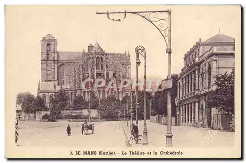 Cartes postales Le Mans Le Theatre et la Cathedrale