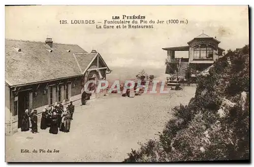 Cartes postales Lourdes Funiculaire du Pic Du Jer La gare et le restaurant