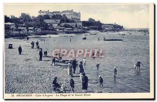 Cartes postales Arcachon Cote d'Argent La plage et le Grand Hotel