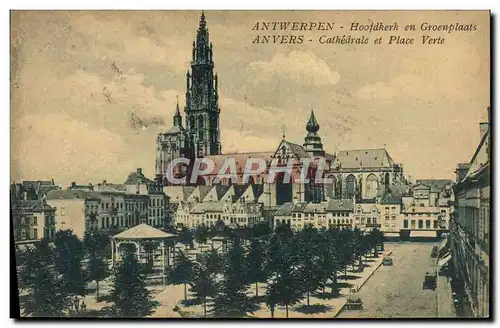 Cartes postales Anvers Cathedrale et place verte