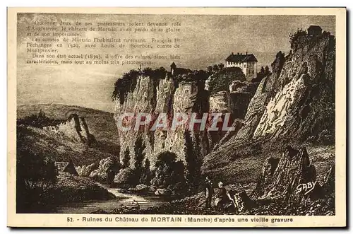 Cartes postales Ruines Du Chateau De Mortain Dapres Une Vielille gravure