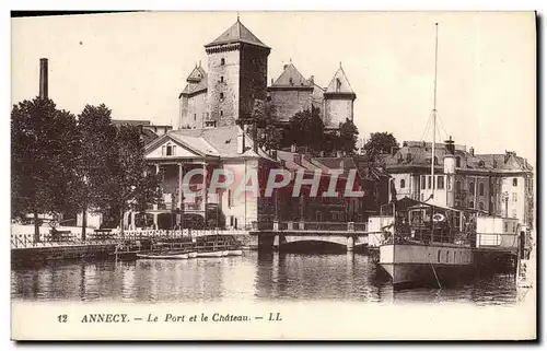 Ansichtskarte AK Annecy Le Port et le Chateau Bateau