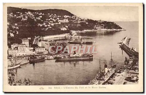 Cartes postales Nice L&#39Entree du Port et le Mont Boron Bateaux