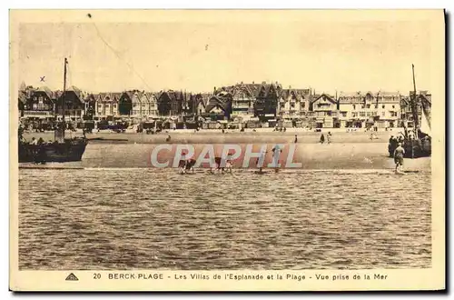 Cartes postales Berck Plage Les Villas De I'Esplanade Et La Plage Vue prise de la mer
