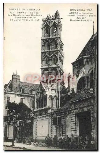 Ansichtskarte AK Arras La Tour des Ursulines Rue Gambetta Militaria