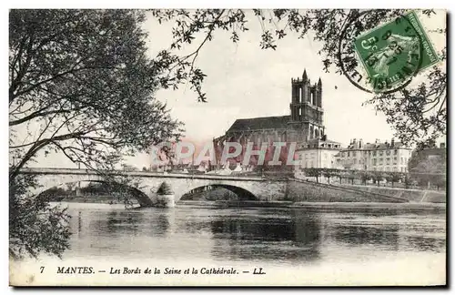 Ansichtskarte AK Mantes Les Bords De La Seine Et La Cathedrale