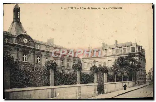 Cartes postales Reims Lycee De Garcons Rue De l'Universite