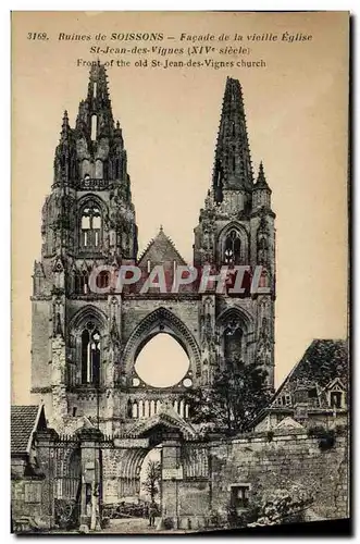 Cartes postales Ruines De Soissons Facade De La Vieile Eglise St Jean des Vignes