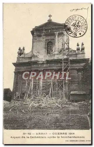 Cartes postales Arras Guerre Aspect De La Cathedrale Apres le bombardement Militaria