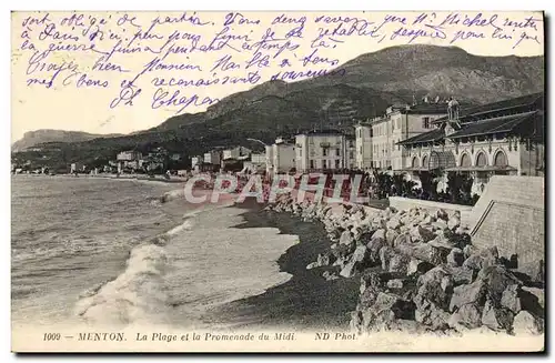 Cartes postales Menton La Plage et la Promenade du Midi