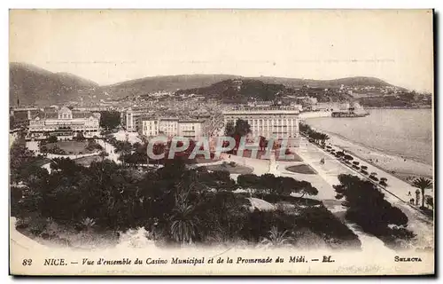 Cartes postales Nice Vue D&#39ensemble du Casino municipal et de la promenade du Midi