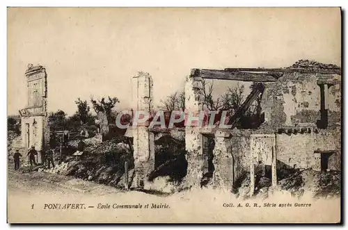 Cartes postales Pontavert Ecole Communale Et Mairie Militaria