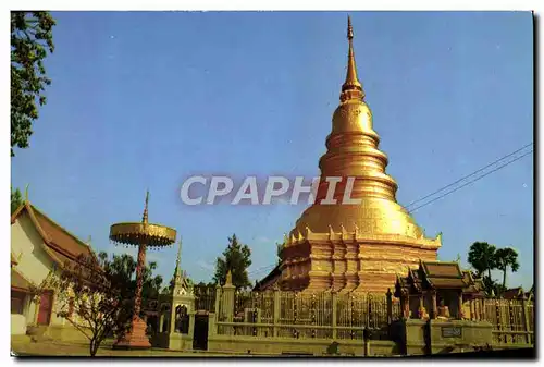 Moderne Karte Attractive Chedee In The Compound of Wat Phrathat Hariophoon chai in Lampoon North Thailand