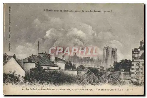 Cartes postales Reims Dans Sa Deuxieme Annee annee de bombardement La cathedrale Militaria