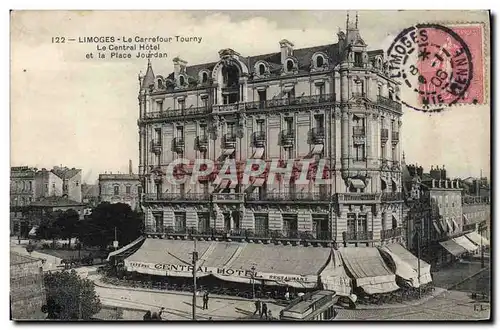 Cartes postales Limoges Le Carrefour Tourny Le central Hotel et la place Jourdan