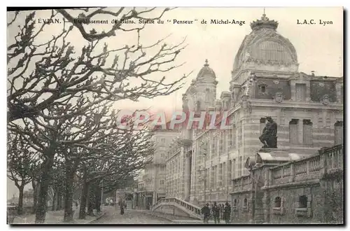 Cartes postales Evian Etshissement de Bains Statue du Penseur de Michel Ange