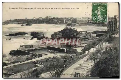 Cartes postales Biarritz Cote du phare et port des pecheurs