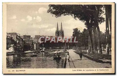 Cartes postales Quimper Les Allees de Locmaria et la Cathedrale