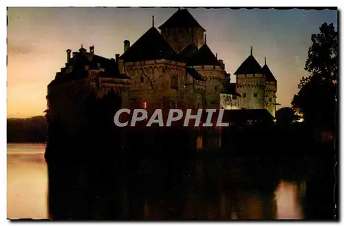 Cartes postales moderne Lac Leman Le Chateau de Chillon illumine