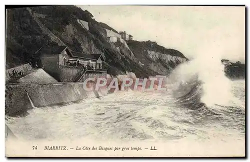 Ansichtskarte AK Biarritz La Cote des Basques Par Gros Temps