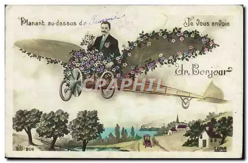 Cartes postales Fantaisie Homme Avion