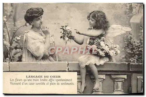 Cartes postales Fantaisie Femme Ange Langage du coeur