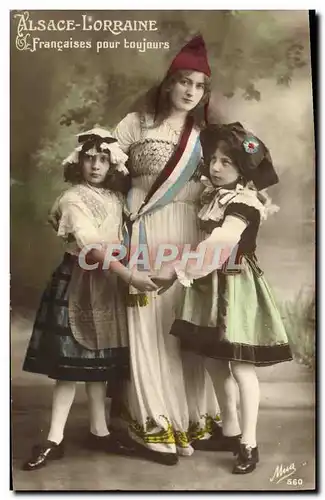 Cartes postales Fantaisie Enfants Alsace Marianne