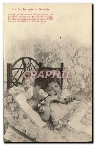 Cartes postales Fantaisie Enfant La journee de Suzette Poupee