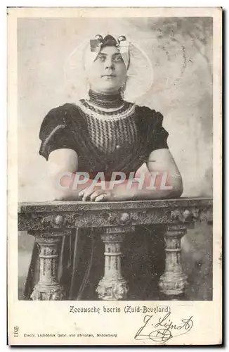 Cartes postales Fantaisie Femme Zeeuwsche Boerin Zuid Beueland Folklore