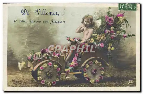 Cartes postales Fantaisie Enfant Ange Automobile De Villemer