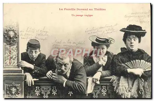 Cartes postales Fantaisie La famille Durand au theatre Un passage tragique